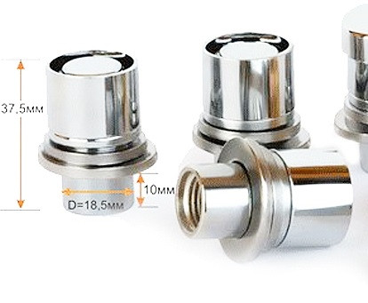 Гайка Вектор секрет M12x1,5x37x37x19/21 пресс-шайба box 4+2 CHROME (2 ключа)(вращ кольцо) 763845X2